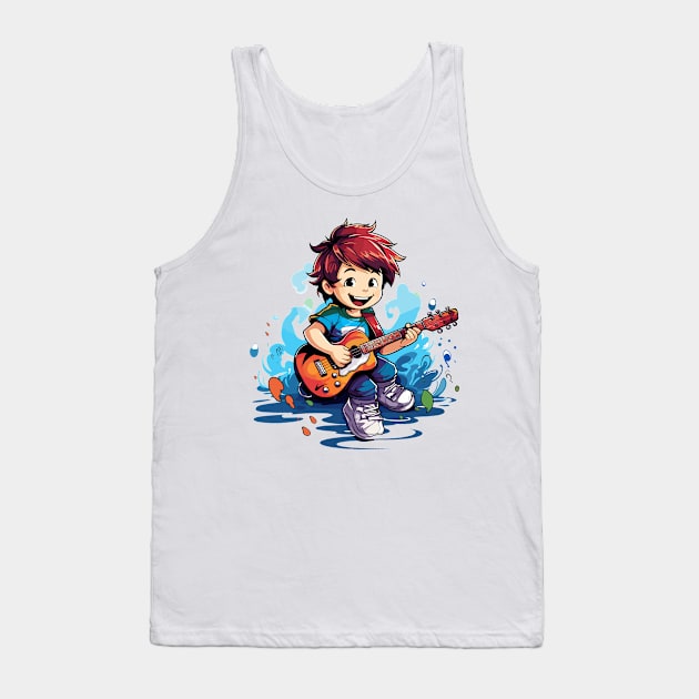 happy kid playing a guitar v7 Tank Top by H2Ovib3s